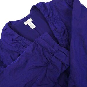 Chicos Open Front  Jacket 3 US XL/16 Pocket Detail Ruched Sleeves Crinkle Design